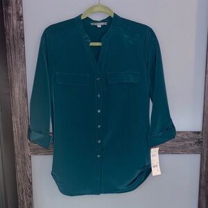 NY Collection Teal Button-Down Shirt